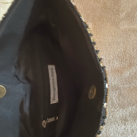 Chic Beaded Black and Gold Shoulder Bag - Picture 3 of 7